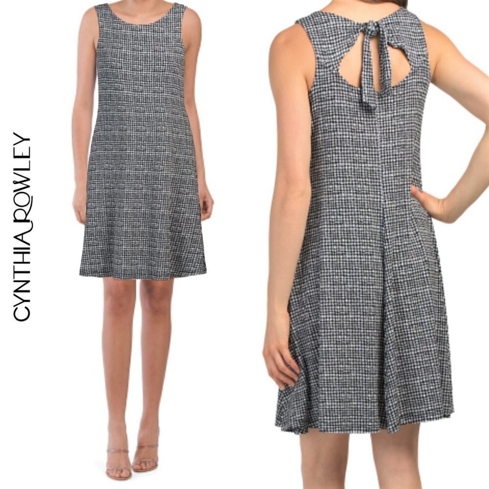 NWT CYNTHIA ROWLEY Gingham Print Cut out back with Tie Mini Dress